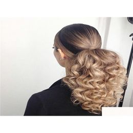 Ponytails Beyonce Ponytail Hairstyle Deep Curly D String Extens Virgin owij Pony Ogon Hair Pieczek 613 100G120G140G7339535 Drop dostarczenie otxnd