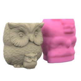 Cat Owl Frog Cat Elephant Flower Pot Silicone Mould DIY 3D Animal Candlestick Candle Holder Succulent Planter Cement Resin Mould