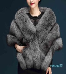 fashion Winter cold weather faux fox fur pashmina super large patchwork wraps bride shawl luxurious warm scarf stole5489962