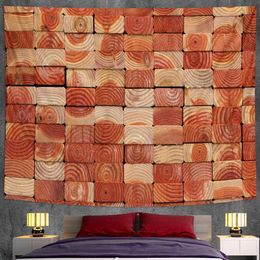 Geometric Tapestries Grain Retro Tapestry Wood Bedside Wall Hanging Bohemian Background Fabric Room Aesthetic Decoration Home Decor R0411