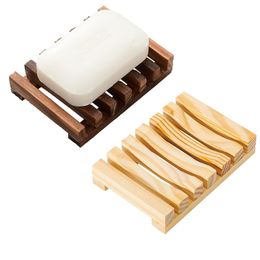 Natural Bamboo Wooden Soap Dishes Holder Tray Self Draining Soap Box Case Hand Washing Soaps Holders for Shower, Bathroom