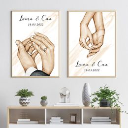 Custom Your Poster Prints Lover Baby Hands Name Canvas Painting Wall Art Pictures Minimalist Living Room Interior Home Decor