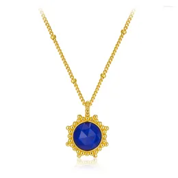 Chains Wholesale Fine Jewellery Natural Lazurite Gemstone Necklace 925 Silver Gold Plated High Quality For Women