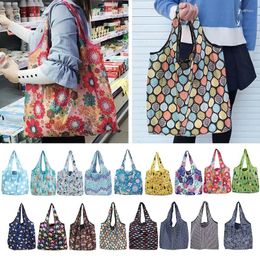 Storage Bags Large Women Foldable Shopping Bag Eco-friendly Reusable Portable Shoulder Handbag Folding Pouch Travel Groceries Washable Tote