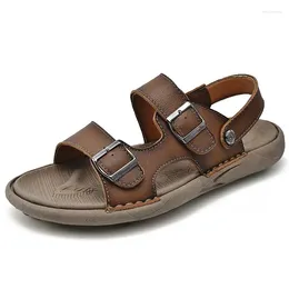 Sandals Men's Leather Beach Shoes Top Layer Cowhide Casual Sandalia Hombre Sandalias De Couro Deportivas