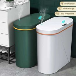 Waste Bins 15L Aromatherapy Smart Sensor Trash Can arbae Bin Electronic Trash Bin Narrow Toilet Rubbish Wastebasket for Home Kitchen Bath L49