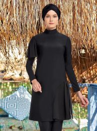 Modest Women Black Full Cover Swimwear Muslim Beach Clothes Bathing Burkinis Sets Islamic Arab Swimsuit