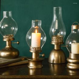 Candle Holders Vintage Light Luxury Holder Home Homestay Industrial Style Decoration Ornaments Metal Lamp Table