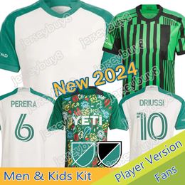 2023 2024 Austin FC Soccer Jersey Kid Kit Man Major League 23/24 Football Shirt Primary Home Green Las Voces Away Earth Day Tan Armadillo DRIUSSI RIGONI RING Pre-Match