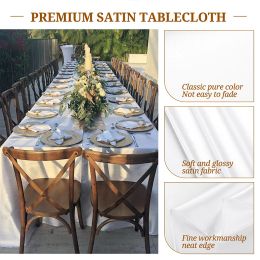 2-12 Pack Satin Tablecloth White Rectangle Table Cloth Overlays Wedding Table Cover for Bridal Shower Party Dining Table Decor