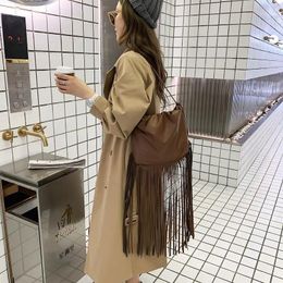 Shoulder Bags Tolex Women Bag Solid Tassels Trending Cross Body Fashion Suede Faux Fur Fringe Messenger Handbags 2024