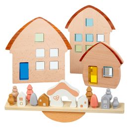Children Toys Pretend Play Wooden House Tree Balance Game Acrylic Transparent Sensory Game Fine Motor Training Educational Toys