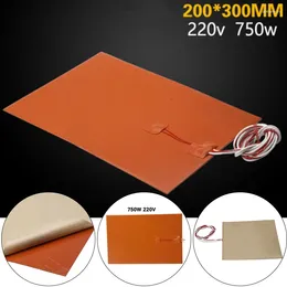 Carpets 1pcs Heater Pad 20x30cm 220v 750w Silica Gel Rubber Carpet For 3D Printer Backing Glue Heat Heated