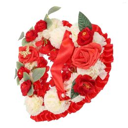 Decorative Flowers 1 Set Artificial Wreath Heart- Shaped Memorial Front Door Wall Flower Hanging Wreaths For The Cemetery