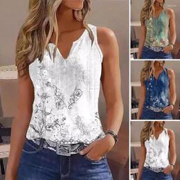 Women's Blouses Tank Tops Women Top Floral Print V-neck For Loose Fit Camisole With Button Neckline Casual Streetwear Vest