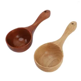 Spoons Wooden Soup Ladles Odourless Wood Spoon Long Handle Serving Ladle For Home Kitchen Set