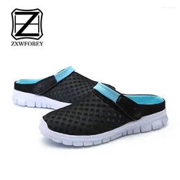 Casual Shoes ZXWFOBEY Men-Women Slip-On Breathable Mesh Couples Sport Slippers Beach Sandals