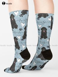 Love Black Newfie Newfoundland Dog Socks Girl Socks 360° Digital Print Personalised Custom Unisex Adult Teen Youth Socks Art