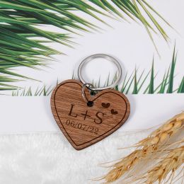 Anniversary Keychain Valentine Day Gift Wooden Customised Couples Keychains Boyfriend Girlfriend Keyring Husband Pinky Promise