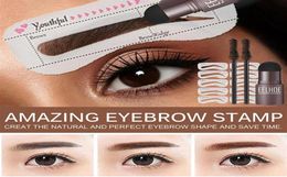 Sponges Applicators Cotton Brow Stamp Shaping Kit One Step Eyebrow Makeup Set Waterproof Long Lasting Powder Pen Brushes269O7199405