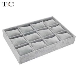 Jewelry Boxes Velvet 12 Grid Watch Box Tray with Pillow Bracelet Display Tray Box Necklace Earring Container Box Jewelry Organizer