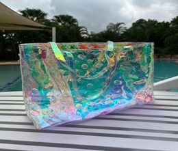 Dupe Dazzle Colour Transparent Portable Laser Bag Shoulder Beach Tote Bags Handbags Women Girls Handbag 32cm L9184191634