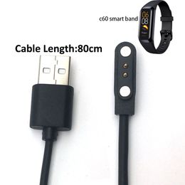 high quality charger cable 2pin magntic chargers for c60 smart watch smart band bracelet replacement black charging cable wire