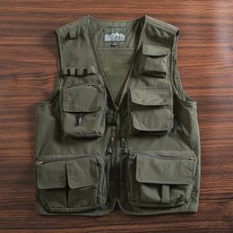 Sleeveless vest outdoor thin pography vest summer leisure multiple pockets fishing mesh jacket 240408