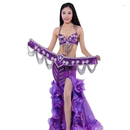 Stage Wear Performance Belly Dancing Costumes Dance Outfits 3pcs Women Costume Set Bra Belt Skirt