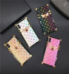 New Luxury Bling Love Heart Bee Cover Square Case for IPhone12ProMAX 11 Promax X XR XSMAX SE2020 678 PLUS Frame Flash Case2311472