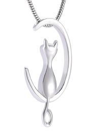 IJD10014 Moon Cat Stainless Stee Cremation Jewellery For Pet Memorial Urns Necklace Hold Ashes Keepsake Locket Jewelry8986041