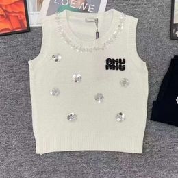 Qu Zhu Spring Summer New Heavy Industry Dingzhu Small Fragrant Knitted Tank Top Vest Celebrity Light