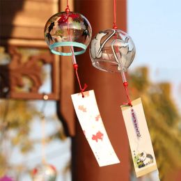 Japanese Sakura Wind Chime Glass Cherry Blossom Wind Chimes Kawaii Room Decor Door Bell for Home Entrance Yard Outdoor Chimes