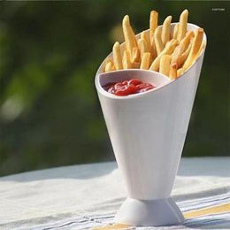 Bowls Fries Shelf Holder Assorted Sauce Chips Dip Snack Cone Cup Two Mouth Tableware