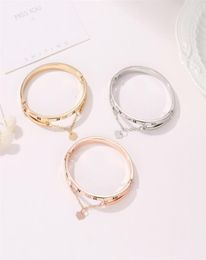 Rose Gold Stainless Steel Bracelets Bangles Female Heart Forever Love Brand Charm Bracelet for Women Famous Jewelry3949753