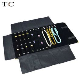 Jewellery Boxes Metal Corner Jewellery Roll Bag Portable Carrier Box Velvet Organiser Multi functional Necklace Ring Earring Storage Box