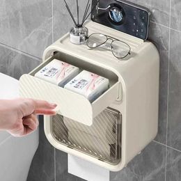 Toilet Paper Holders Bathroom Roll Paper Rack Multifunctional Wall-mounted Tissue Box with Storage Shelf Waterproof Toilet Surface Paper Box 240410