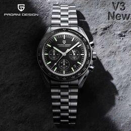 Wristwatches PAGANI SIGN 2024 New Mens Top Luxury Quartz Mens Automatic Date Speed Timing Code AR Sapphire Mirror Watch