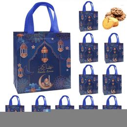 Christmas Decorations Eid Bag With Handle 12pcs Reusable Tote Bags Non-Woven Foldable In Bright Colors For Sweets Cards Cookies Chocolate