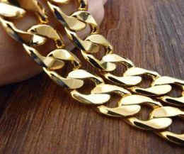 Long 23 6 Solid 18K Gold Plated Cuban Link Chain Mens Necklace fashion Jewellery Gifts224D9856634