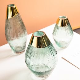 Glass Vase Irregular Grain Transparent Flower Vase Terrarium Pots Flower Arrangement Accessories Home Furnishing Decoration