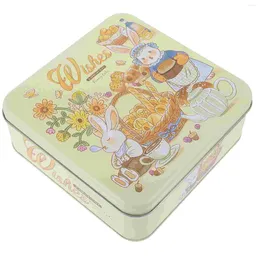 Storage Bottles Square Tin Box Cookie Jar Candy Case Tins Gift Container Desktop Wrapping Tinplate Decorative Boxes Sweets Biscuit