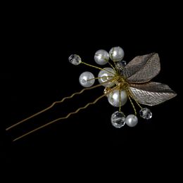 Girls Wedding Hair Clips Leaf for Rhinestone Faux Pearls Hairpin Jewellery Decor U Shape Barrette Bridal Bobby Pin for Wom