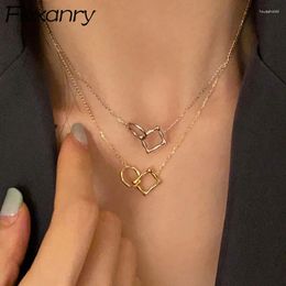 Chains INS Fashion Silver Colour Clavicle Chain Necklace For Women Vintage Simple Hollow Geometric Birthday Party Jewellery