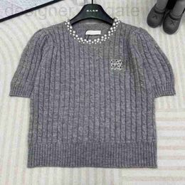 Women's Knits & Tees designer 24 Early Spring New Round Neck Knitted Short Sleeves 3D Letter Pearl Decoration Classic Fallen Wind Pit Strip Design Simple Women ULA2 KOSZ