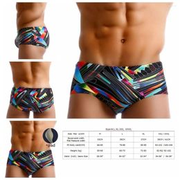 Men's Swimwear Triangular Trunks Elastic Coloured Lines Push Up Pad Swimsuit With Cup Cover Display Enlargement Swim Briefs