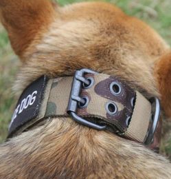 FML Pet Military Tactical Necklace Nylon Adjustable Personalised Dog Collar for Service Dogs Custom Patches Id Tag Training CX20076956019