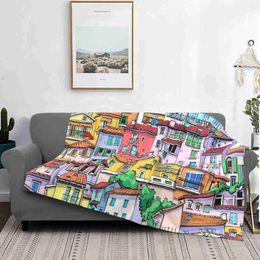 Blankets Colourful Buildings Art Selling Custom Print Flannel Soft Blanket House Houses Home Emblem Fire Three