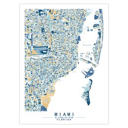 Miami Florida America Colour World City Map Abstract Canvas Paintings Wall Art Print Poster Picture Home Decoration