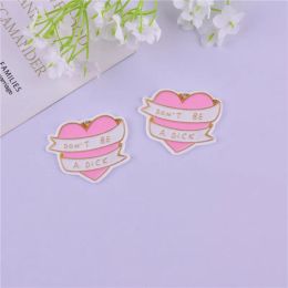 10pcs/pack Pink Heart Dont Be A Dick Acrylic Charms Pendant for Jewellery Making Craft DIY